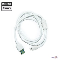 Шнур для заряджання micro USB 1.5 метра 2.1А, Білий