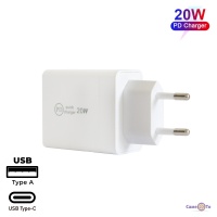 Зарядний пристрій для телефону Quick Charger А-6924 220V USB-A 2.1A+Type-C 20W