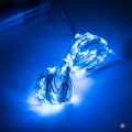 Світлодіодна гірлянда нитка на батарейках LED copper - Крапля роси, 50 LED 5м Синій