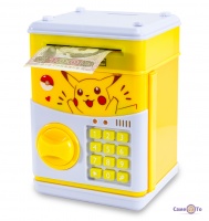 Скарбничка дитяча - сейф для грошей з кодовим замком Покемон Пікачу
